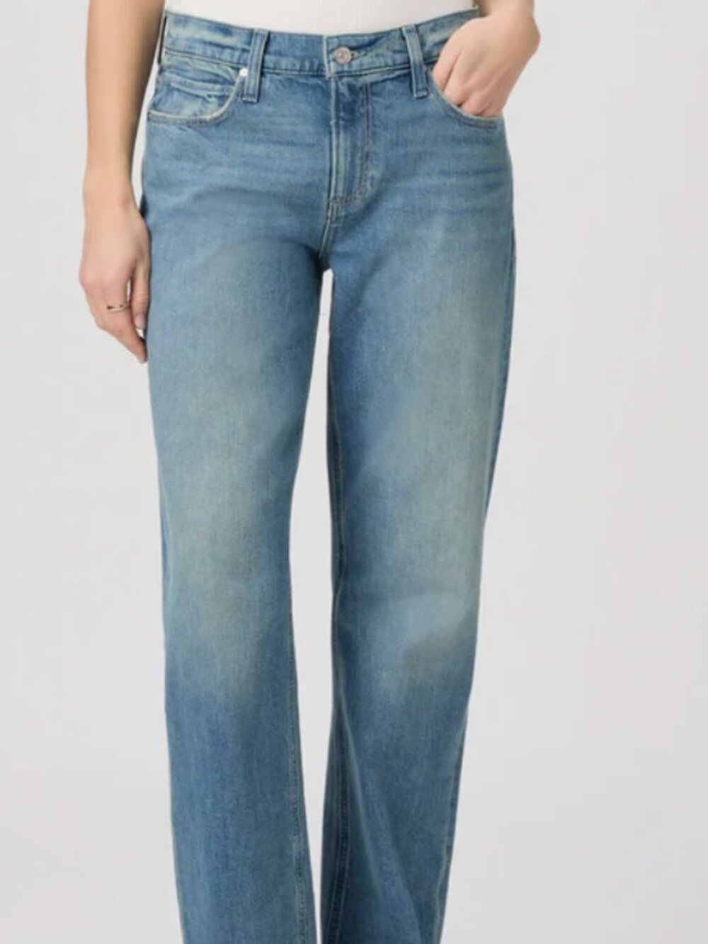 PAIGE Serena Straight Leg Boyfriend Jeans NWT Riff Wash Premium Denim